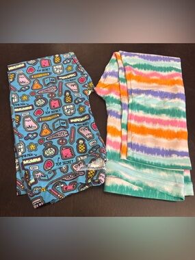 Girls Colorful Patterned capri Duo -Icons &Tie-Dye Stripes size XXL(11/12)NWOT